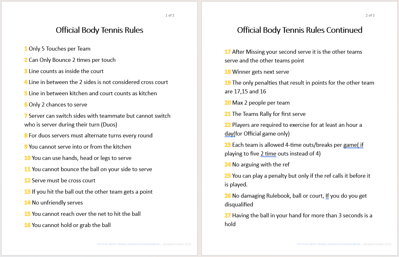 Official Body Tennis Ruleboo